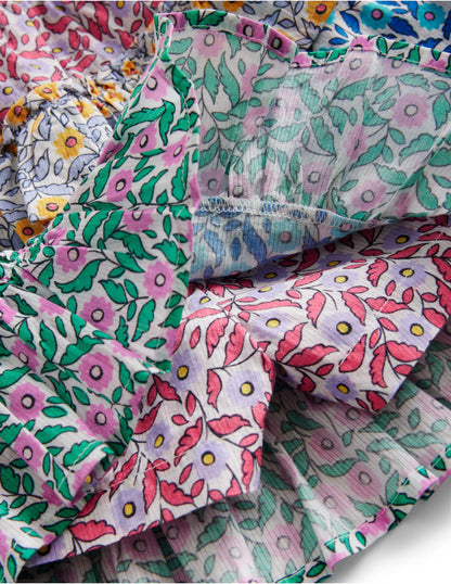 Tiered Printed Skort-Hotchpotch Floral