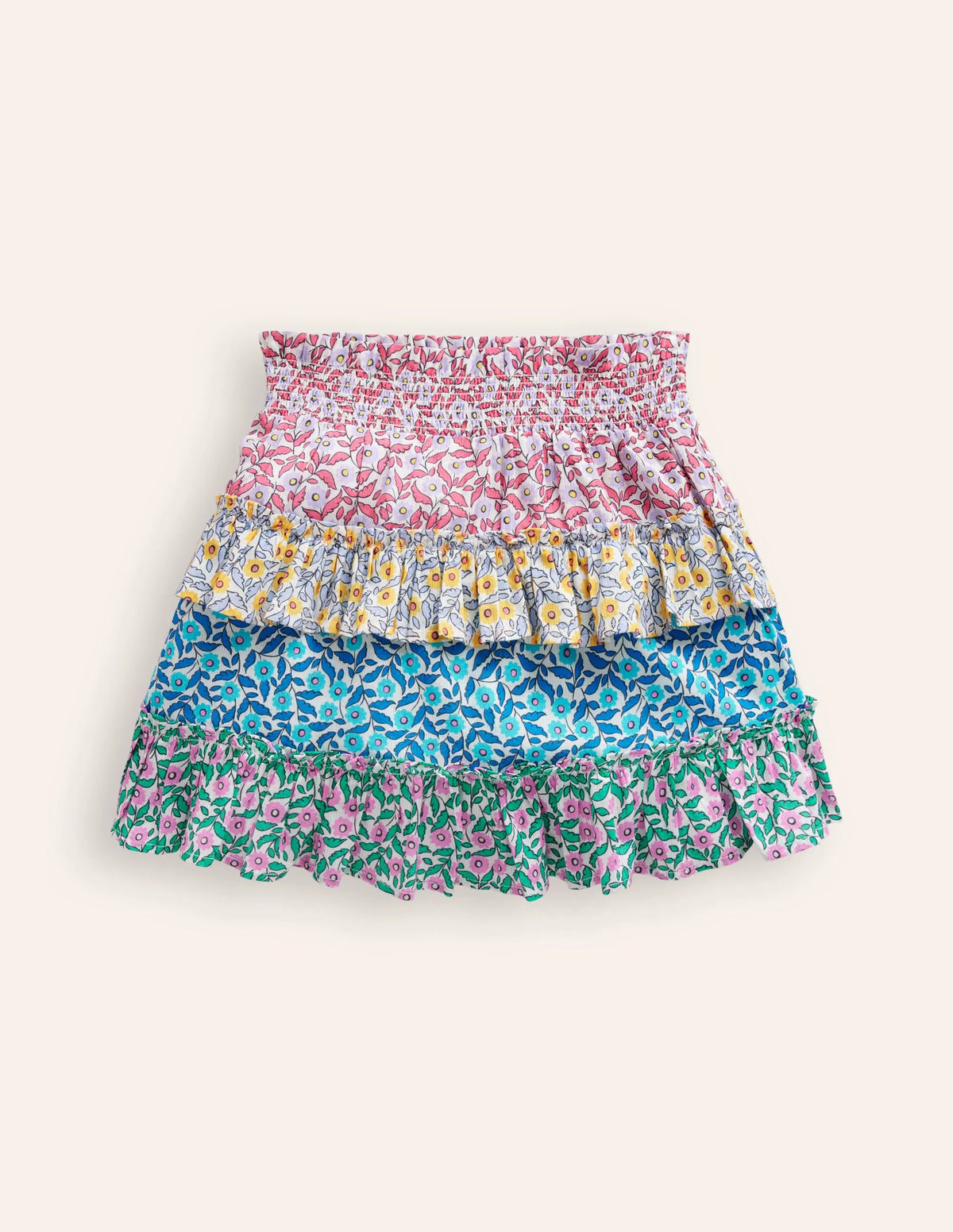 Tiered Printed Skort-Hotchpotch Floral