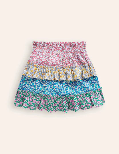 Tiered Printed Skort-Hotchpotch Floral