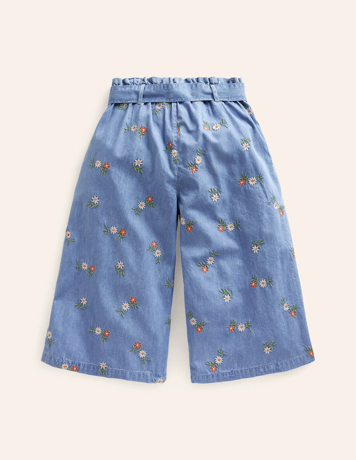 Printed Wide Leg Pants-Mid Vintage Embroidered