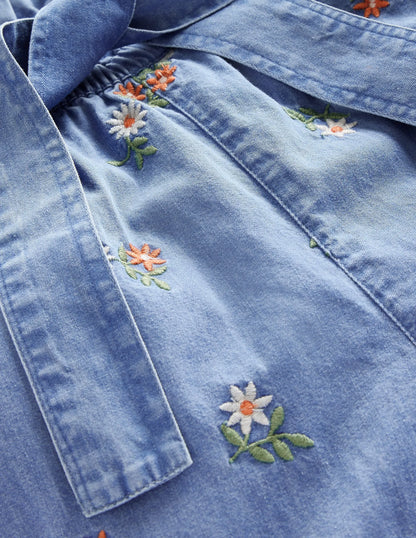 Printed Wide Leg Pants-Mid Vintage Embroidered