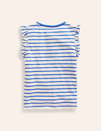 Flutter Short Sleeve T-Shirt-Vanilla Pod/ Cabanna Blue