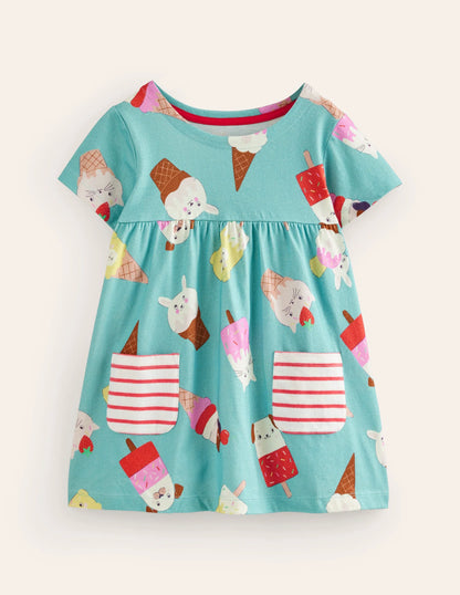 Short Sleeve Printed Tunic-Aqua Sea Ice Creams