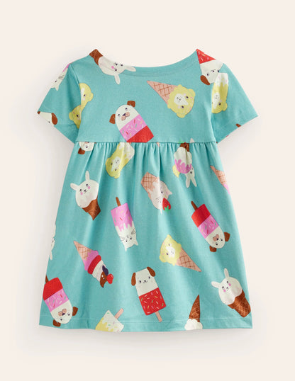 Short Sleeve Printed Tunic-Aqua Sea Ice Creams