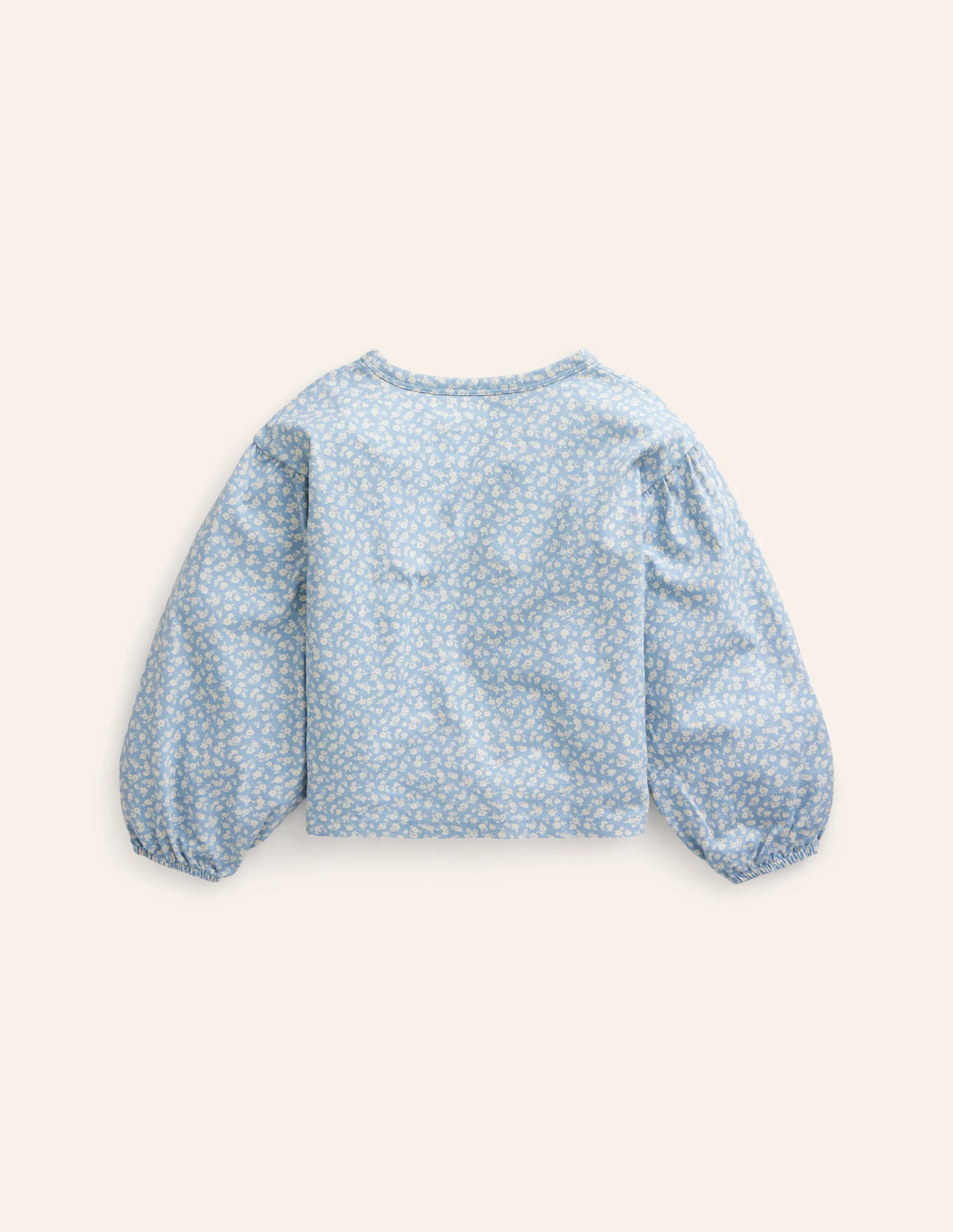 Blouson Sleeve Logo Top-Vintage Blue Ditsy Rainbow