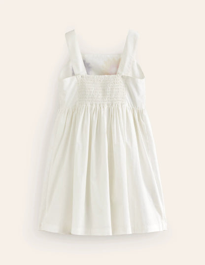 Textured Appliqué Dress-Ivory Flowers