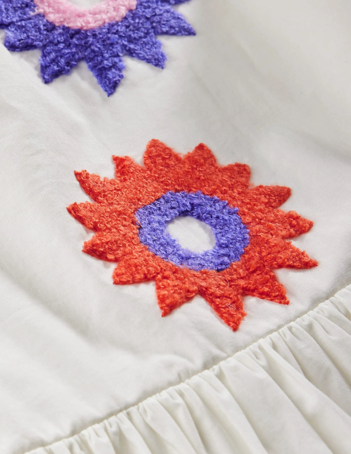 Textured Appliqué Dress-Ivory Flowers