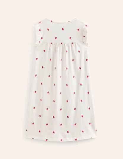 Short-Sleeve Nightie-Ivory Strawberry