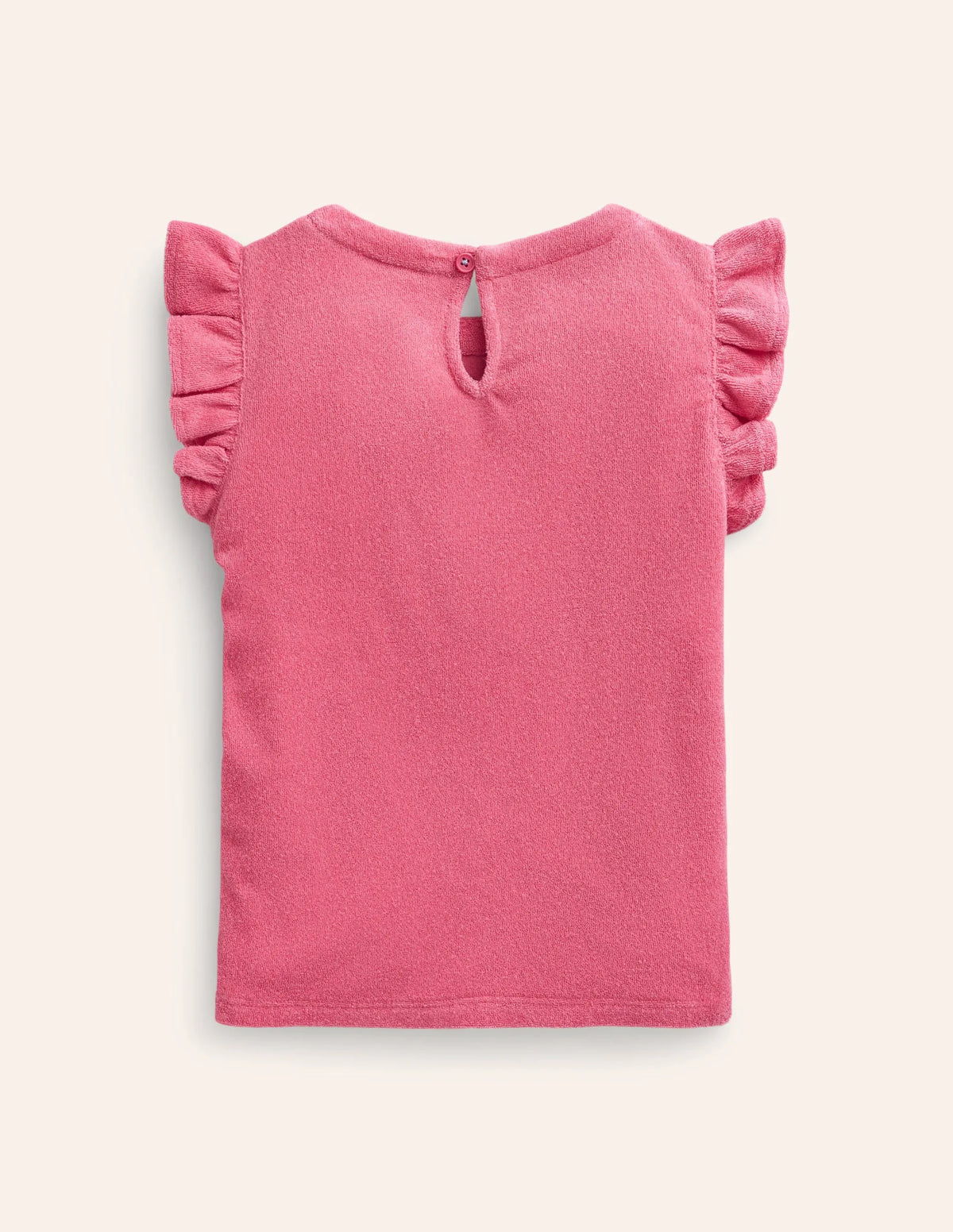 Frill Sleeve Towelling Top-Rose Pink
