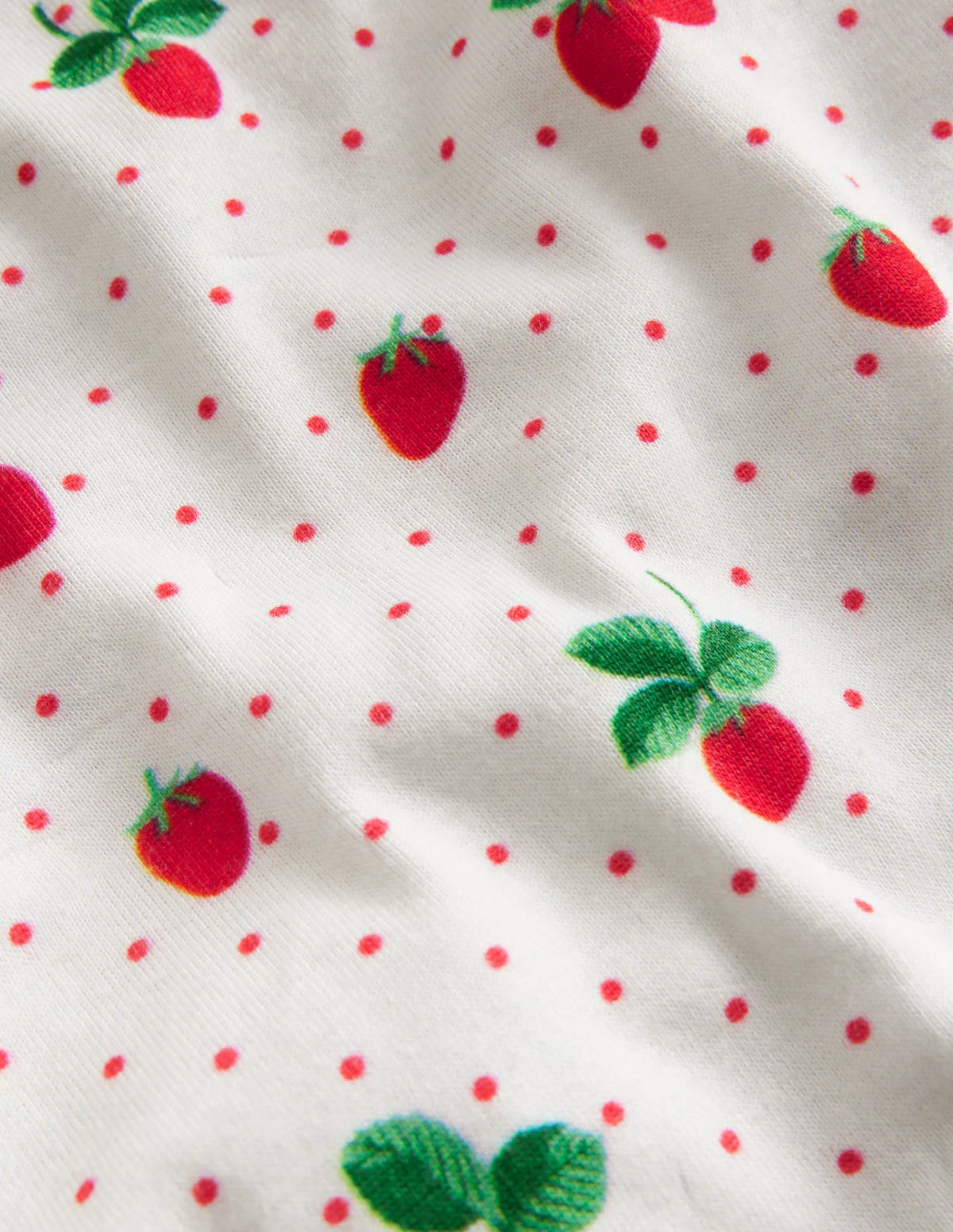 Snug Short John Pajamas-Ivory Strawberry