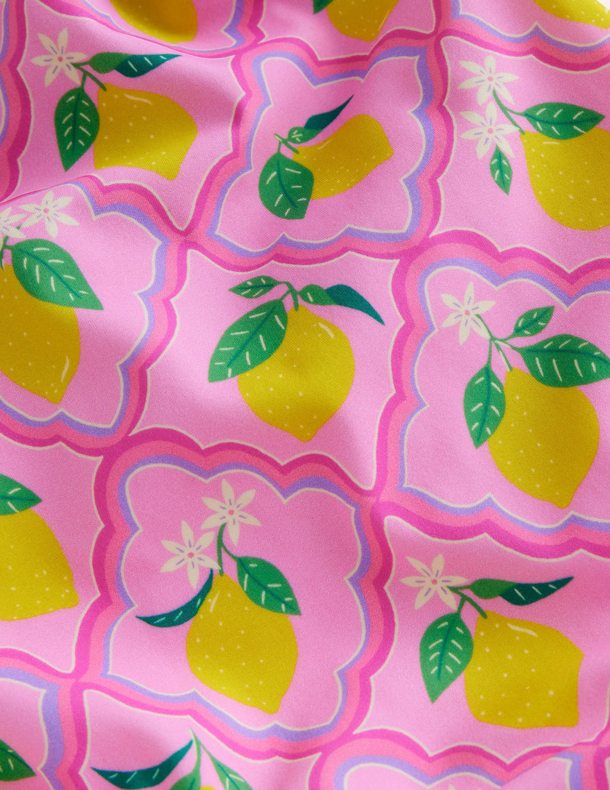 Frill Crossback Swimsuit-Pink Lemon Grove