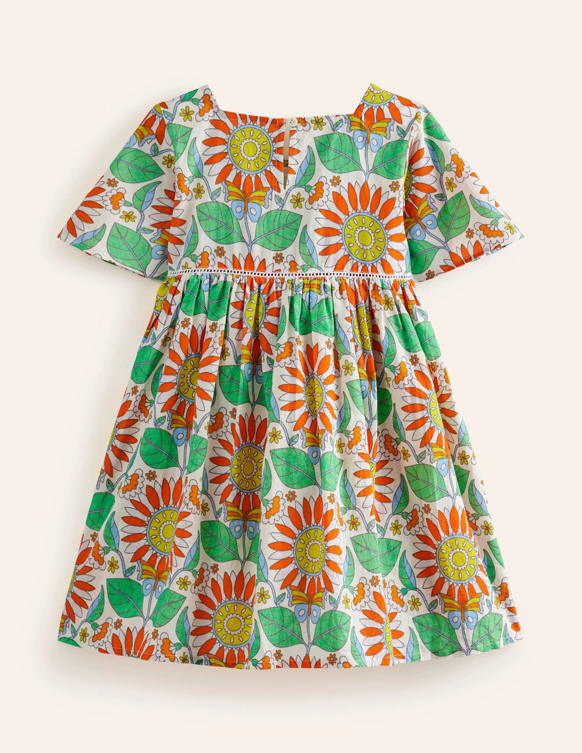 Lightweight Vacation Dress-Multi Daisy Vine