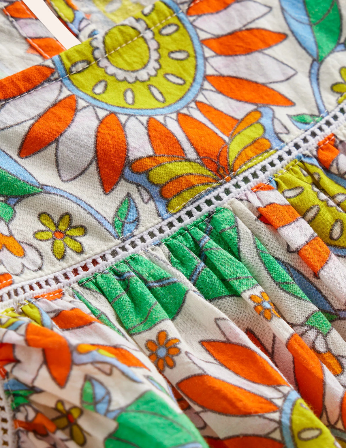 Lightweight Vacation Dress-Multi Daisy Vine