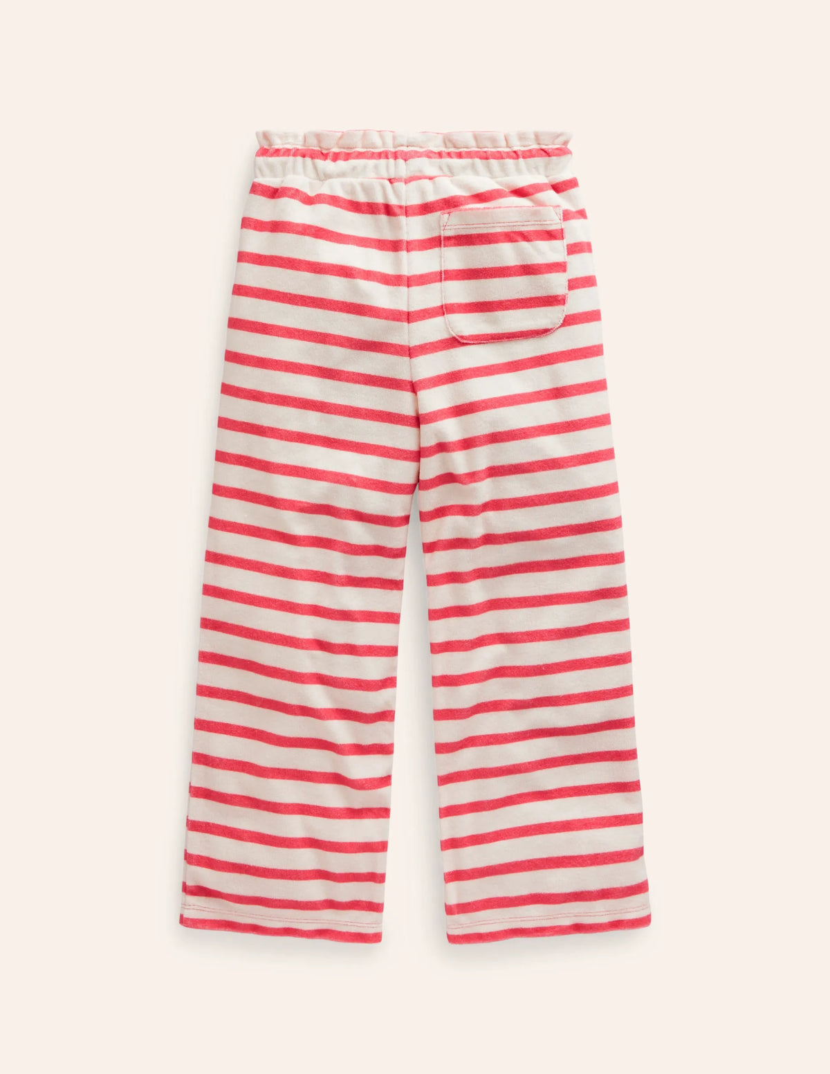 Towelling Pants-Jam Red/ Ivory Stripe