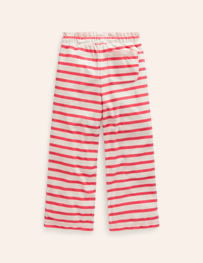 Towelling Pants-Jam Red/ Ivory Stripe