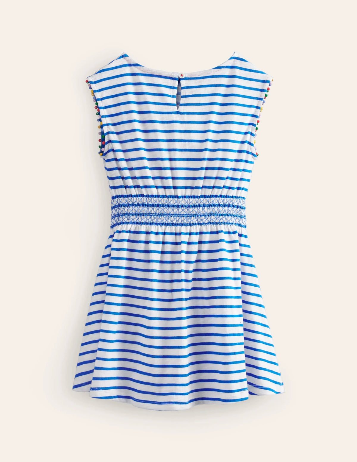 Shirred Waist Jersey Dress-Greek Blue/ Ivory Cherries