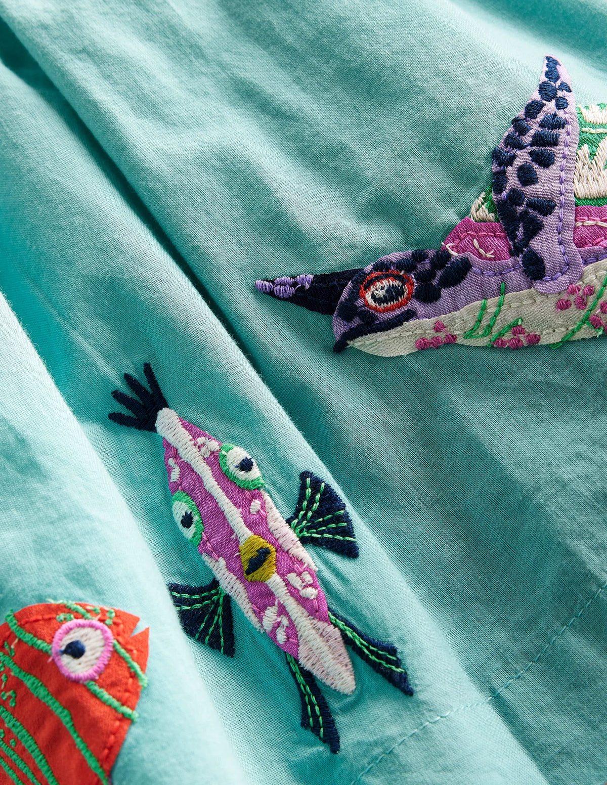 Woven Mix Appliqué Dress-Georgian Blue/ Vanilla SeaLife