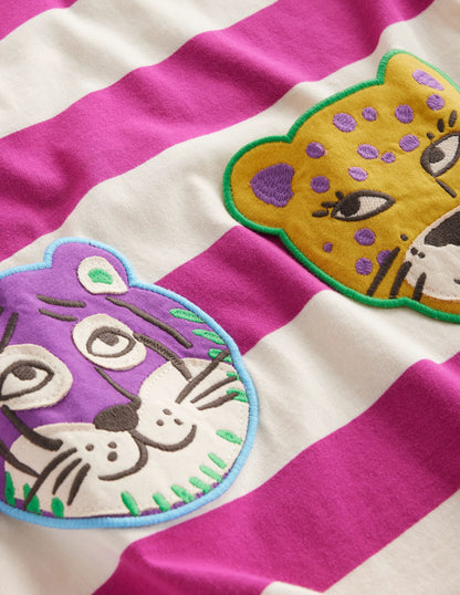 Fun Pocket Appliqué Tunic-Stripe Safari Animal
