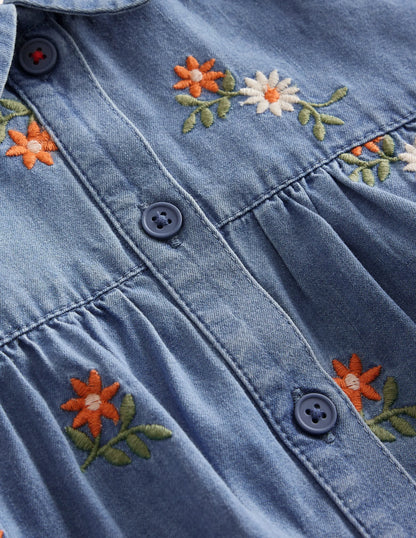 Peter Pan Collar Shirt-Mid Vintage Embroidered