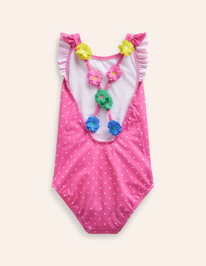 Corsage Strap Swimsuit-Strawberry Pink