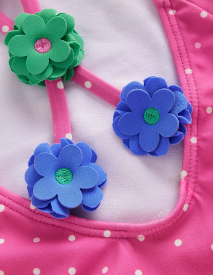 Corsage Strap Swimsuit-Strawberry Pink