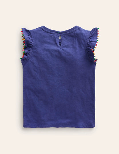 Pom Trim T-Shirt-Soft Starboard