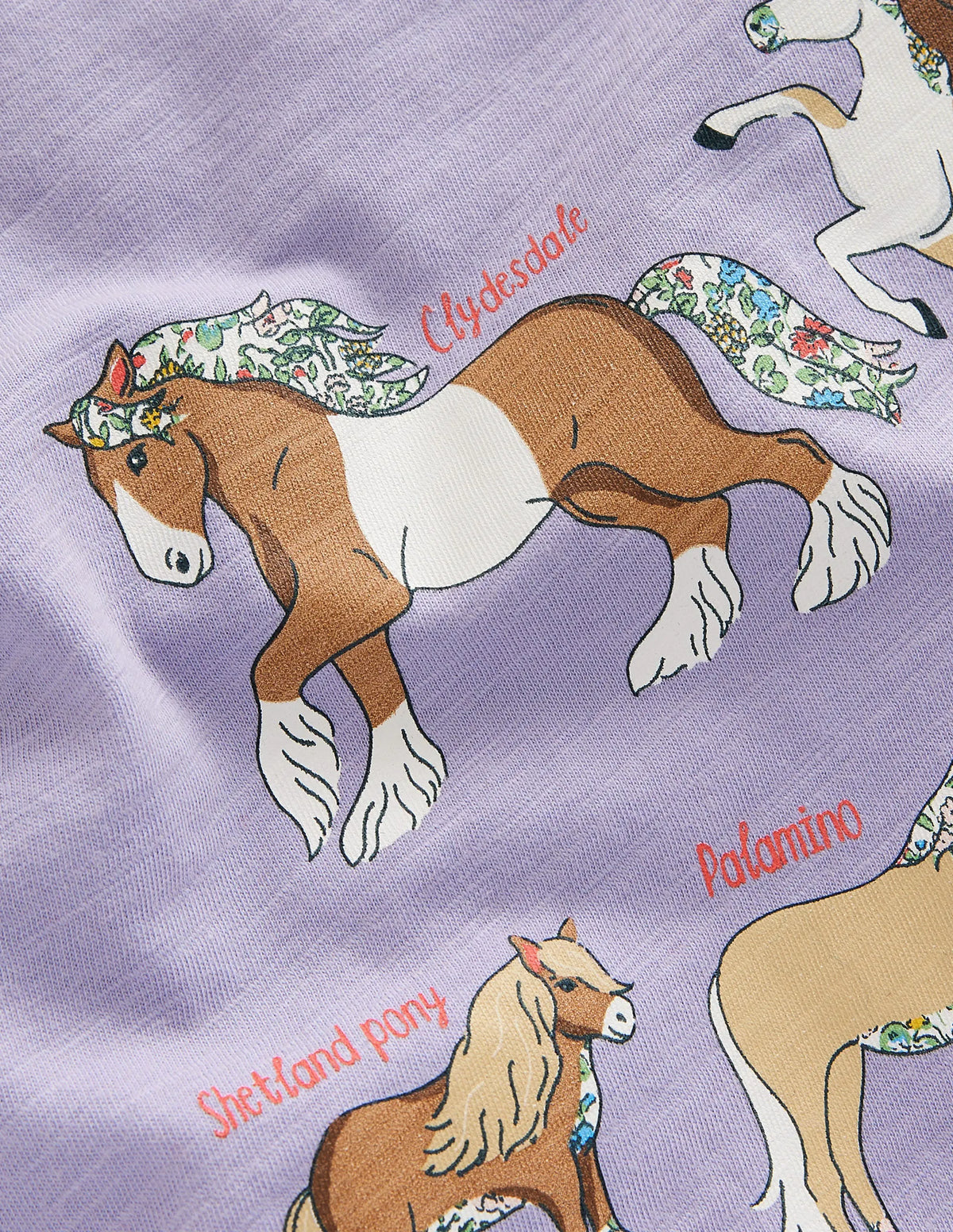 Printed Graphic T-Shirt-Misty Lavendar Horses