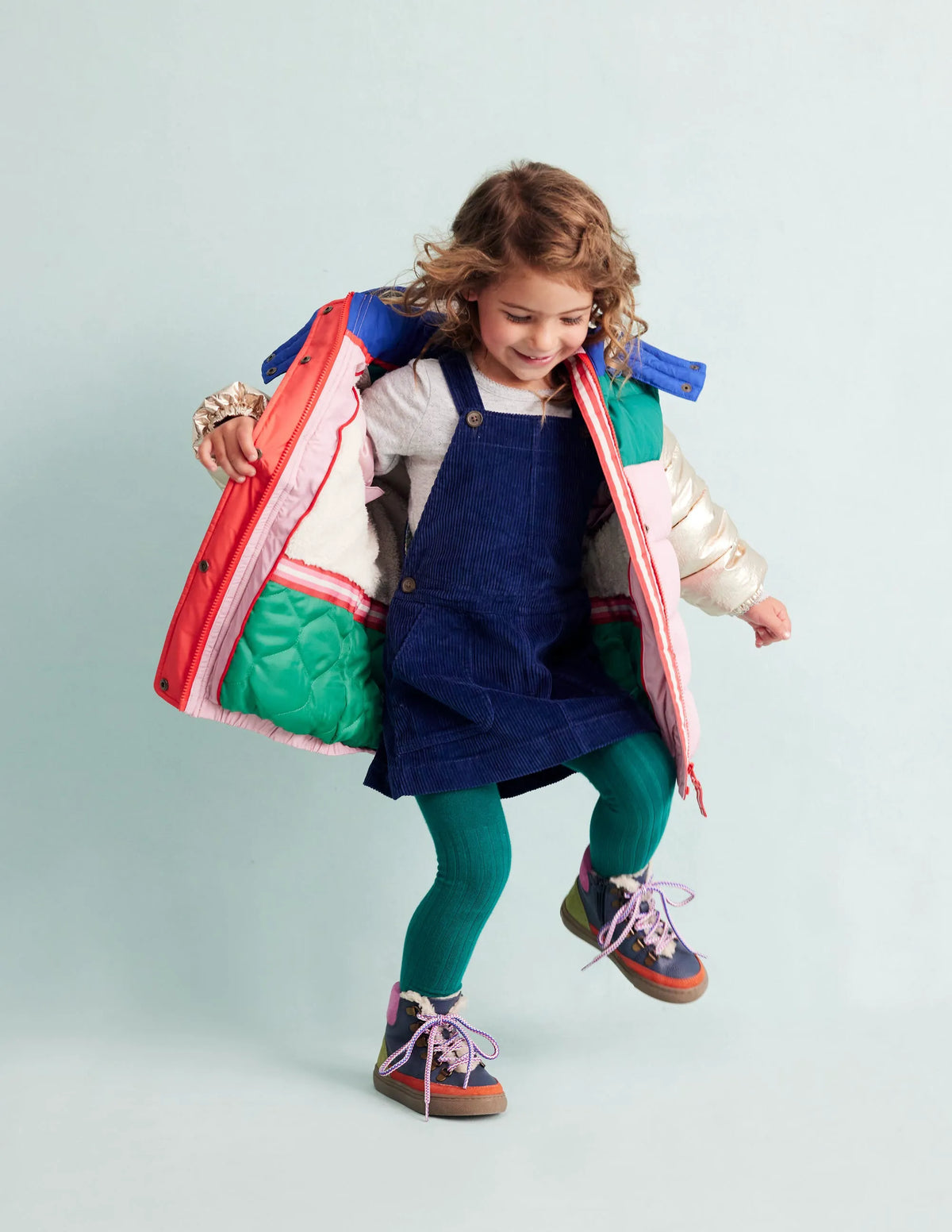 2-in-1 Padded Coat-Multi Metallic Colourblock