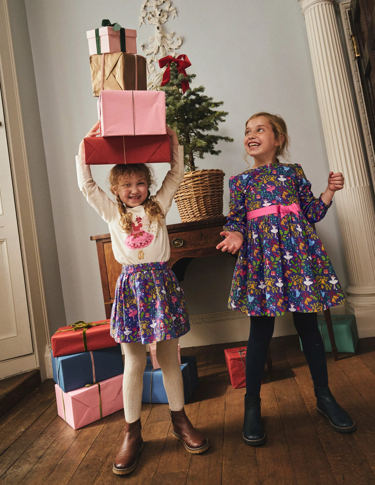 Peggy Cord Party Dress-Starboard Blue Nutcracker
