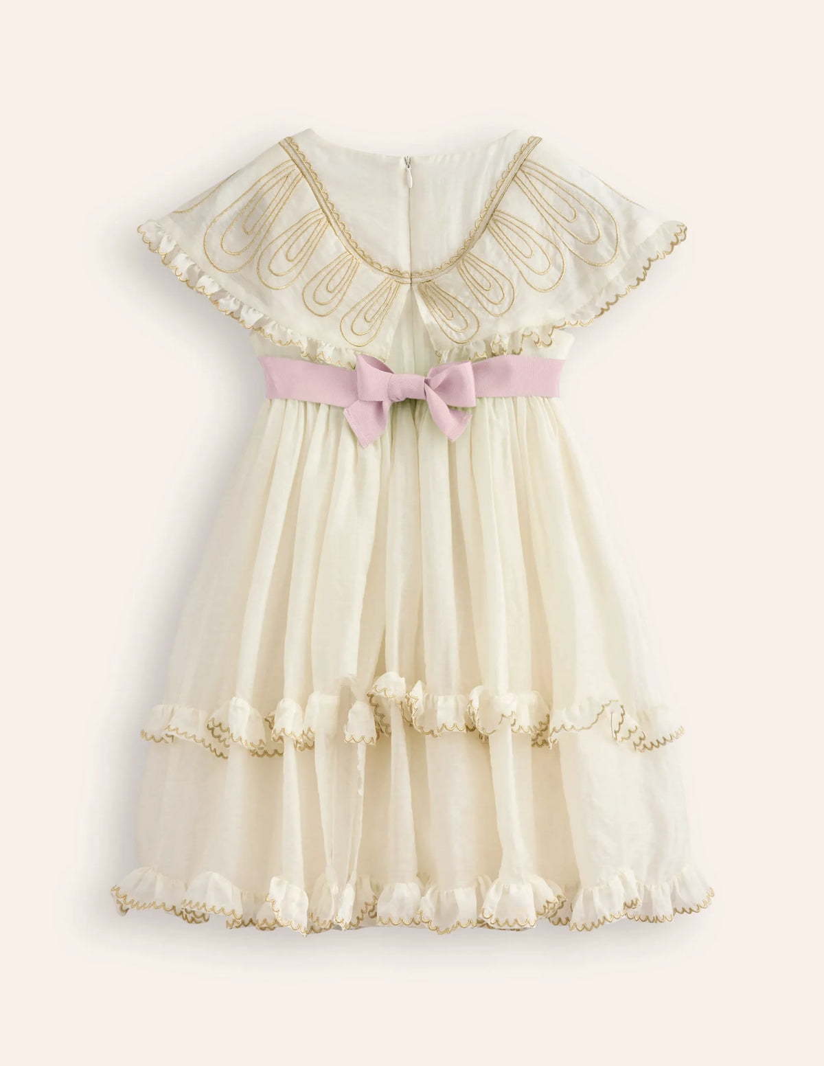 Organza Angel Ruffle Dress-Ivory