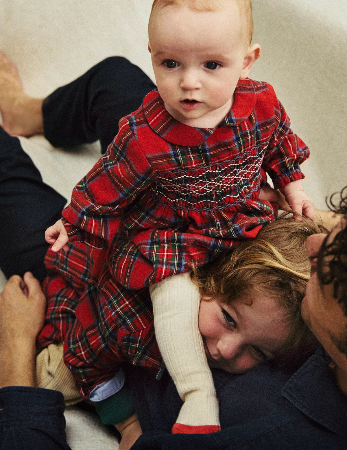 Smocked Romper-Red and Blue Check