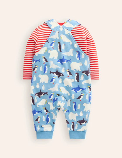 Jersey Overalls Set-Glacier Blue Arctic Animals