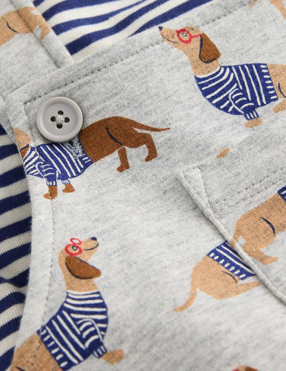 Jersey Overalls Set-Grey Sausage Dogs