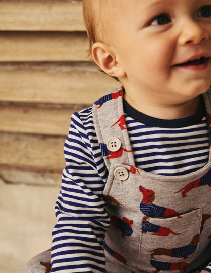 Jersey Overalls Set-Grey Sausage Dogs