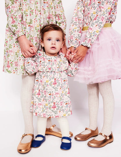Jersey Ruffle Dress-Ivory Ballet Toile