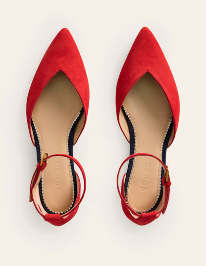 Ankle Strap Point Flats-Post Box Red Suede