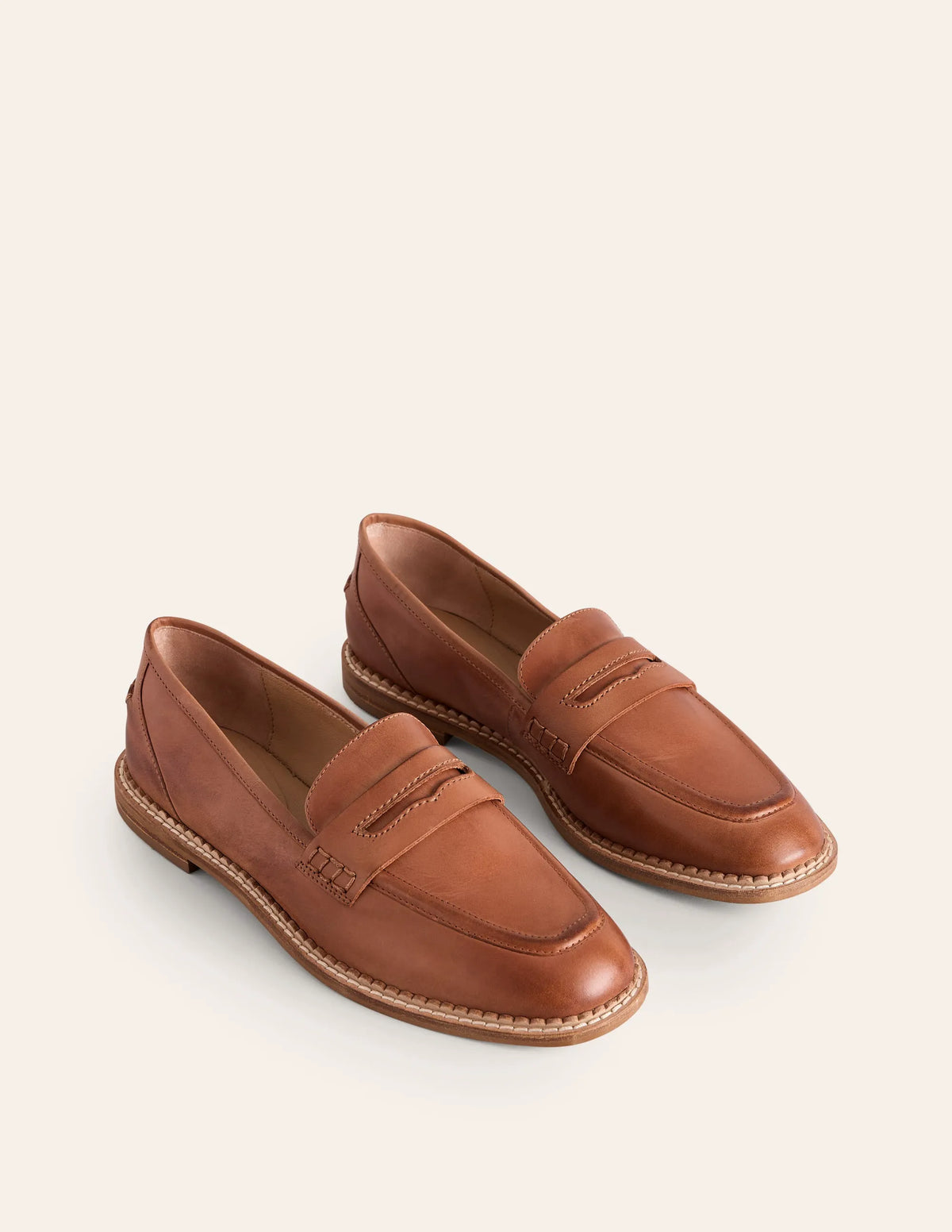 Nya Penny Loafers-Tan Burnished Leather