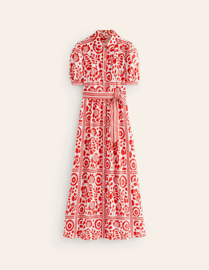Alexa Maxi Shirt Dress-Rouge, Vine Tile