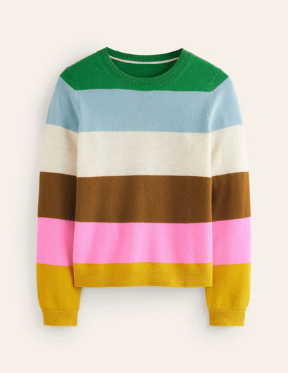 Eva Cashmere Crew Neck Sweater-Multi, Rainbow