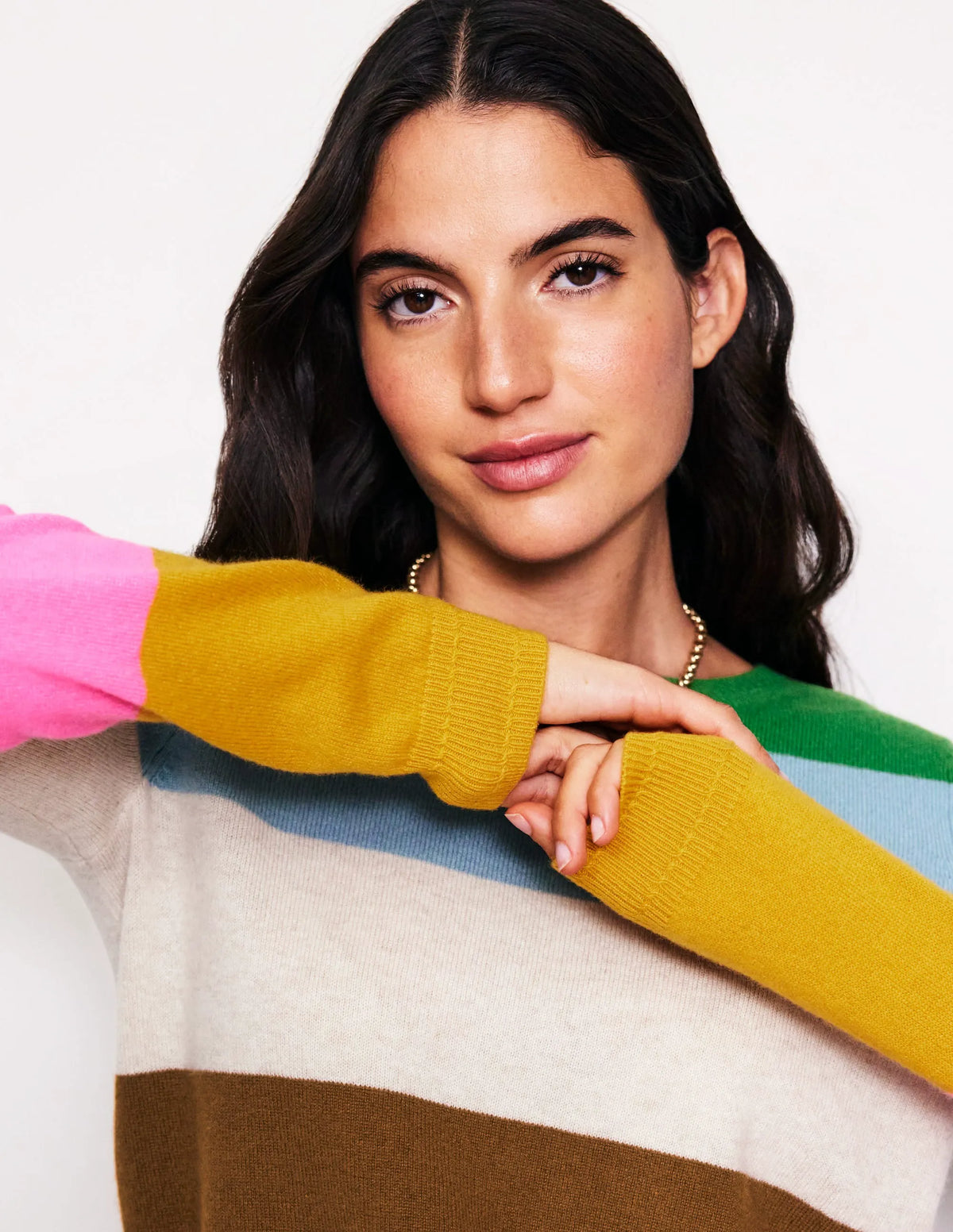 Eva Cashmere Crew Neck Sweater-Multi, Rainbow