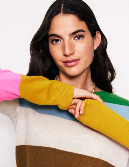 Eva Cashmere Crew Neck Sweater-Multi, Rainbow
