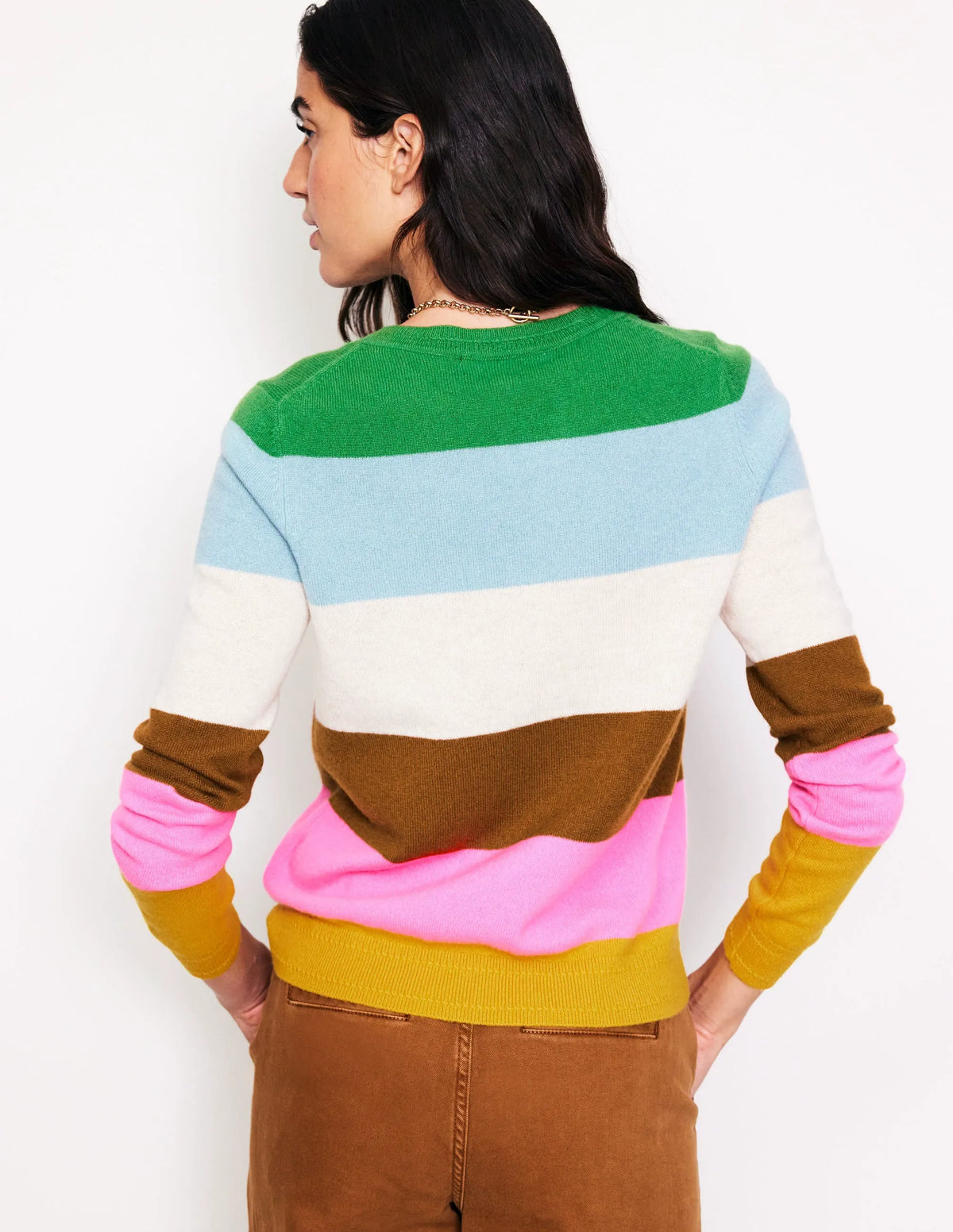 Eva Cashmere Crew Neck Sweater-Multi, Rainbow