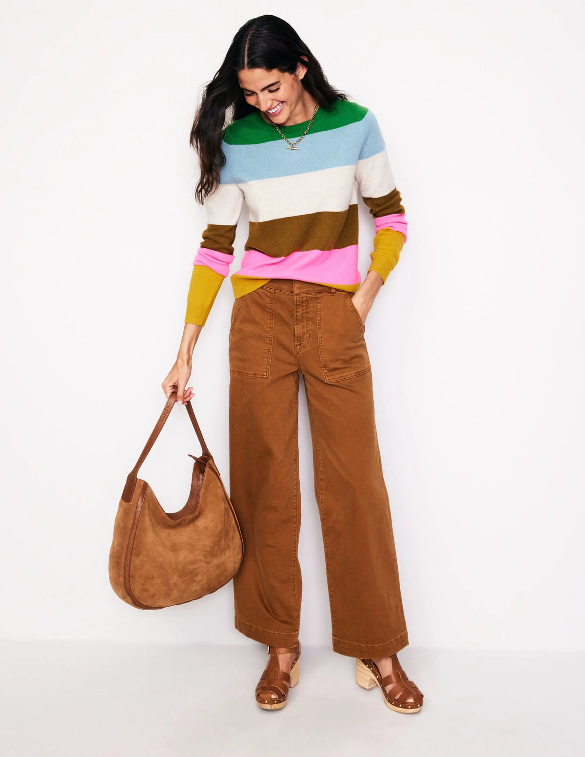 Eva Cashmere Crew Neck Sweater-Multi, Rainbow