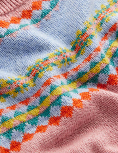 Edie Fair Isle Vest-Pink Fair Isle