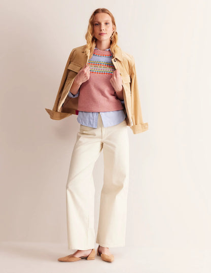 Edie Fair Isle Vest-Pink Fair Isle