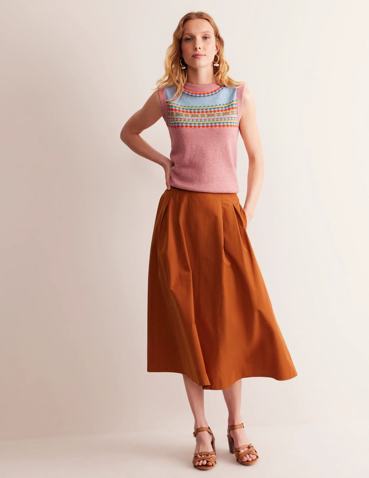 Edie Fair Isle Vest-Pink Fair Isle