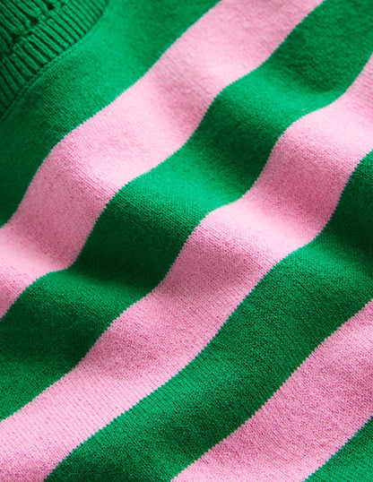 Catriona Crew Neck Cotton Vest-Old Rose, Rich Emerald Green