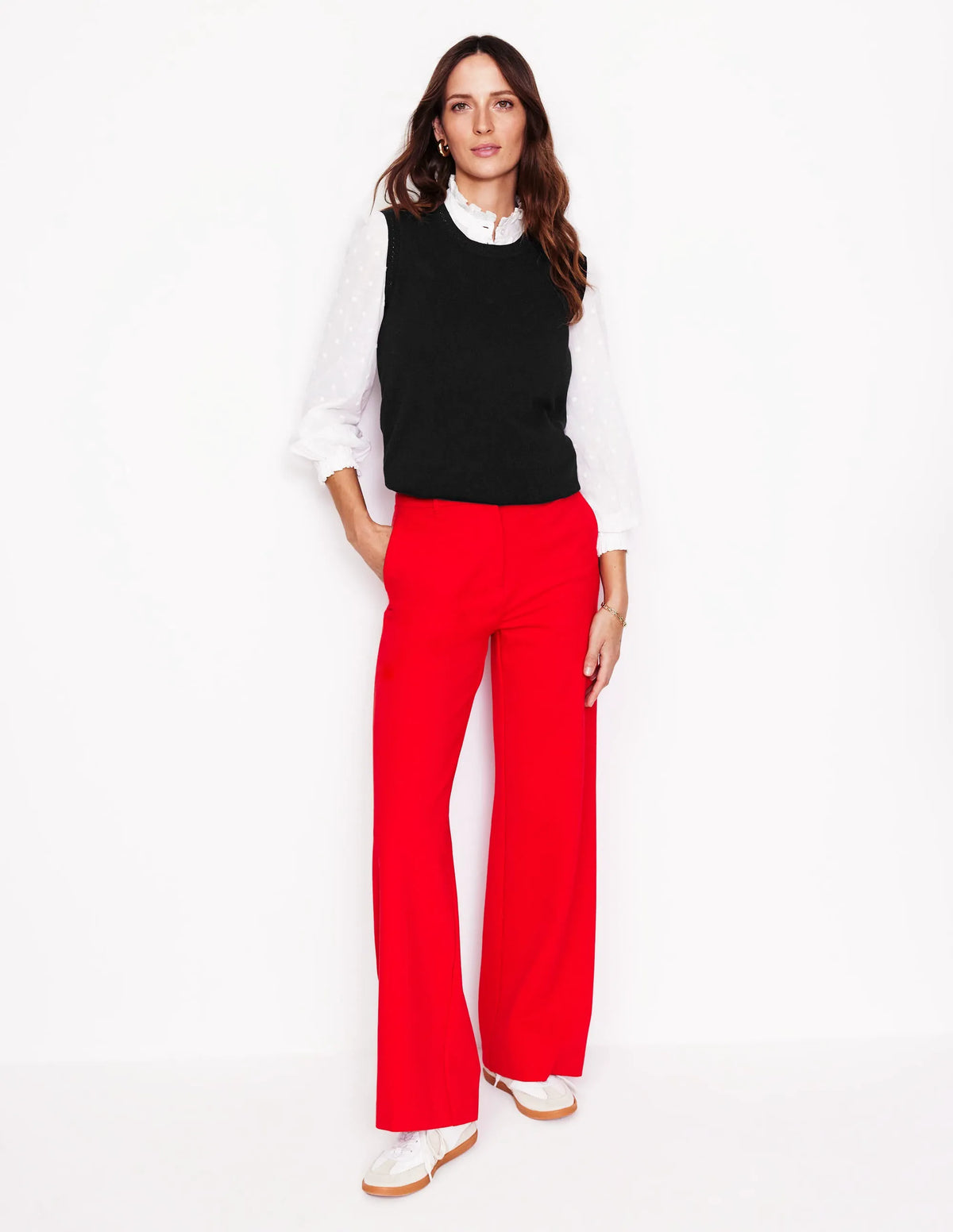 Catriona Crew Neck Cotton Vest-Black