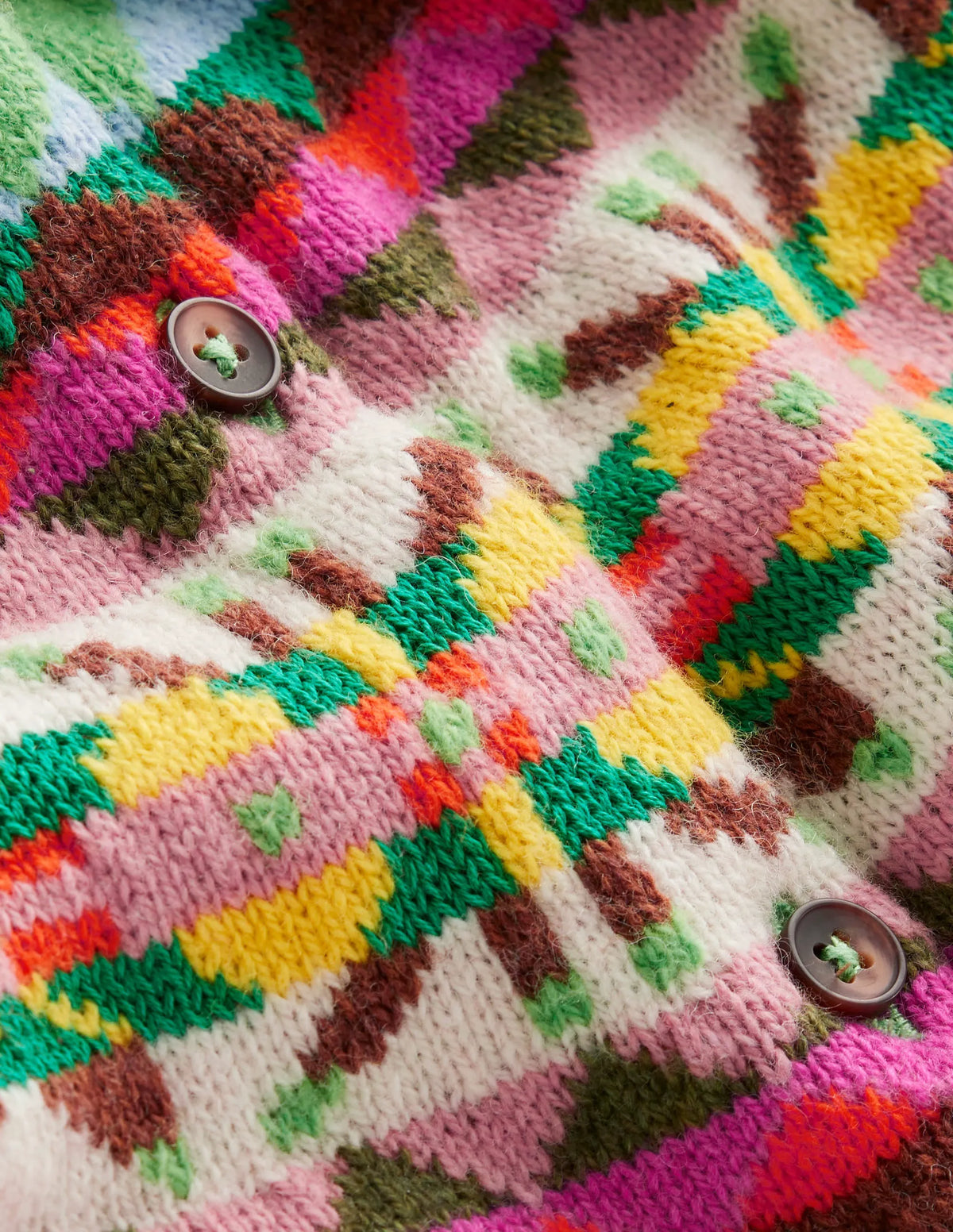 Fae Fair Isle Frilled Cardigan-Green