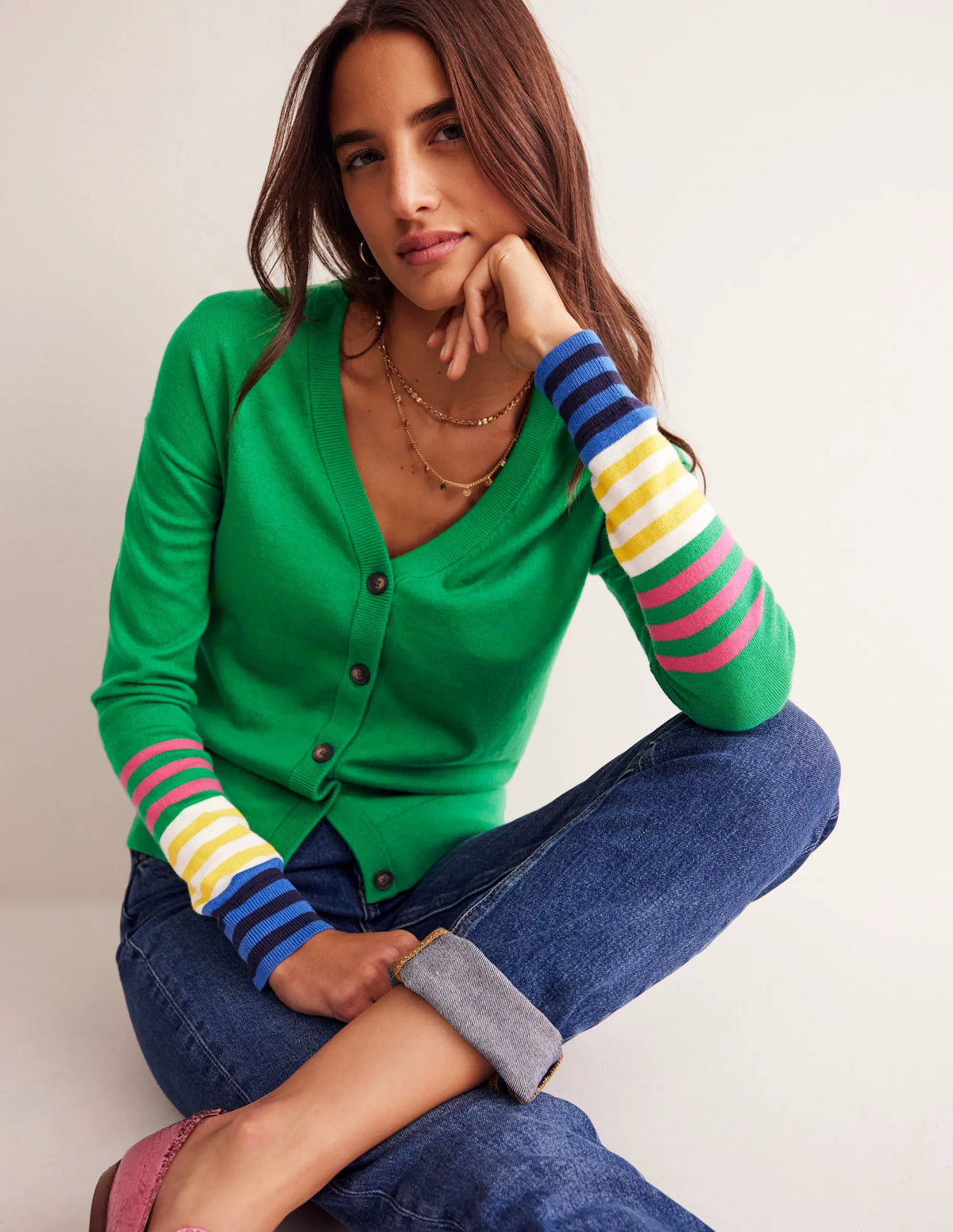 Annie Cardigan-Rich Emerald Green